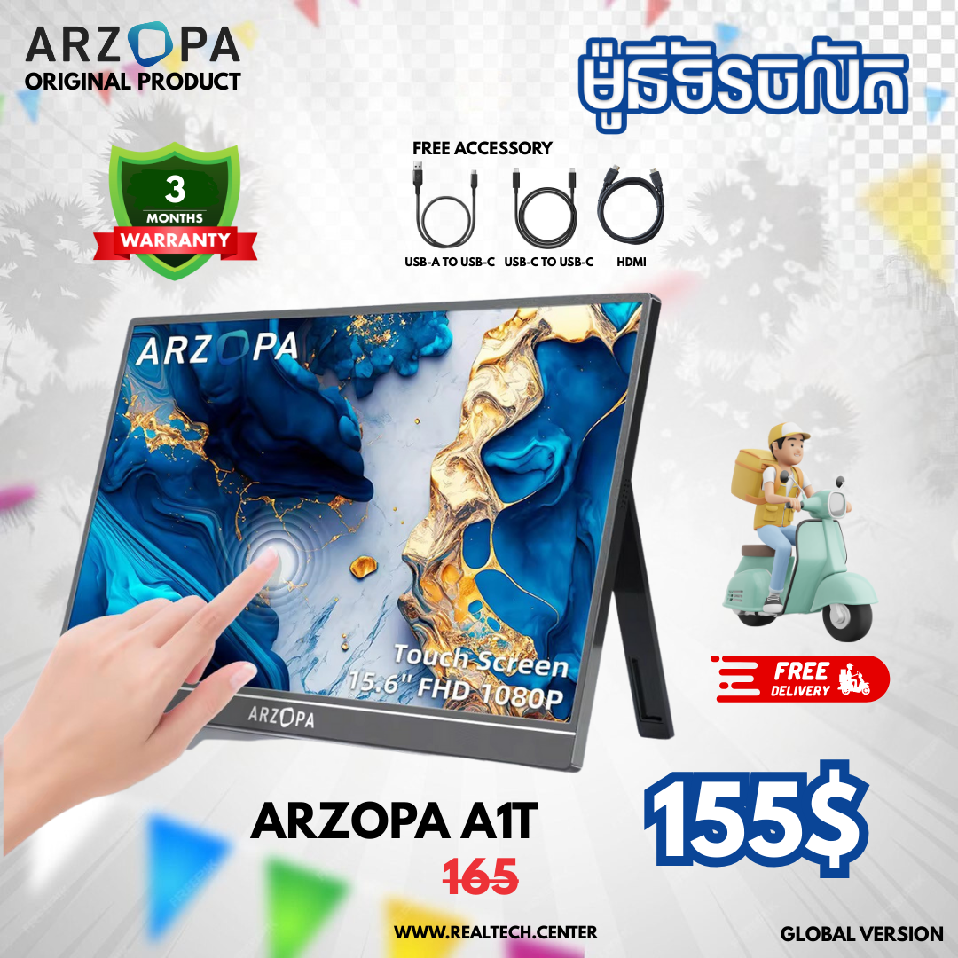 ARZOPA A1T Kickstand TOUCH PORTABLE MONITOR | 15.6'' FHD