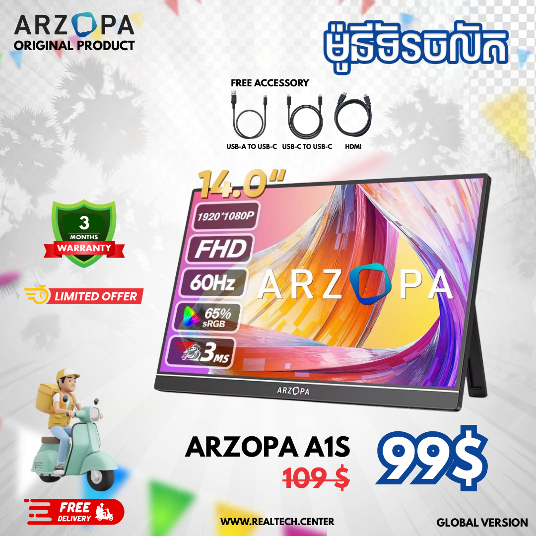 Arzopa A1S Slim Portable Monitor | 14 Screen